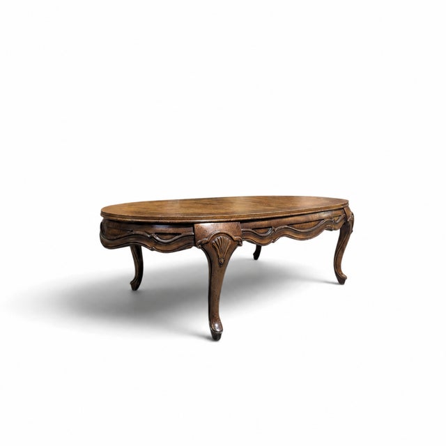 Vintage Louis XV Style Oval Coffee Table With Figured Wood Top For Sale - Image 12 of 14