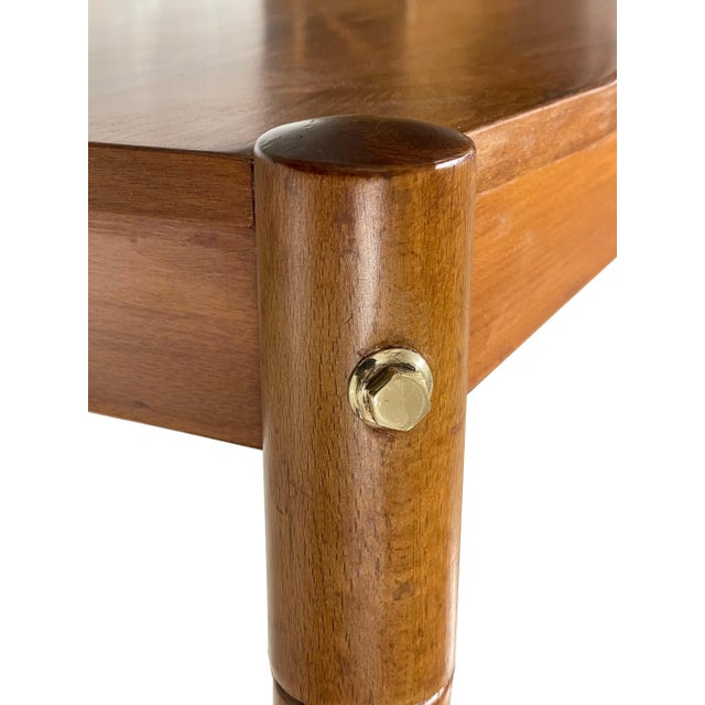 Beige Mid-Century Italian Walnut and Brass Rectangular Coffee Table, 1960s For Sale - Image 8 of 16