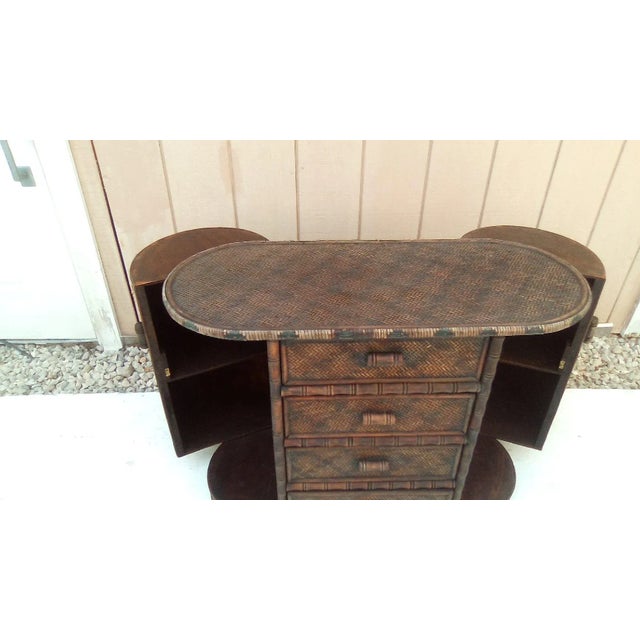 1990s 1990s Burt Bamboo Brown Bar Storage Two Door 4 Drawer Dark Tone For Sale - Image 5 of 12