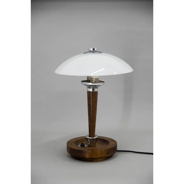 Art Deco Wood and Glass Table Lamp, 1930s For Sale - Image 3 of 11