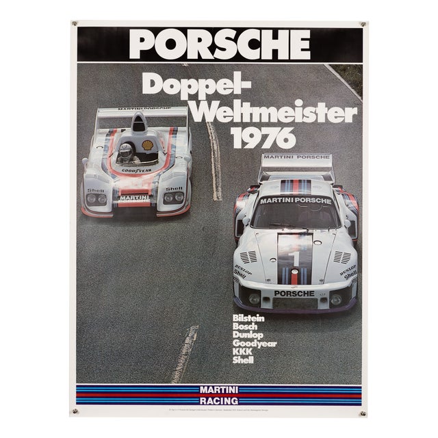 Porsche Martini Racing Double World Champions Poster from Advertising Agency Strenger, 1976 For Sale