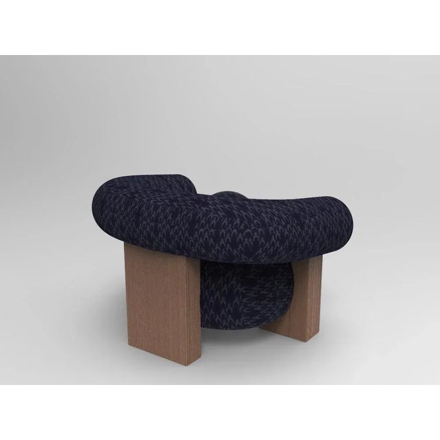 Contemporary Cassette Armchair in Baldac Blue and Smoked Oak by Alter Ego for Collector For Sale - Image 3 of 5