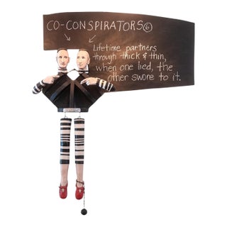 Joan Rasmussen - Co-Conspirators, 2012 Signed Mixed-Media Wall Ceramic Sculpture For Sale