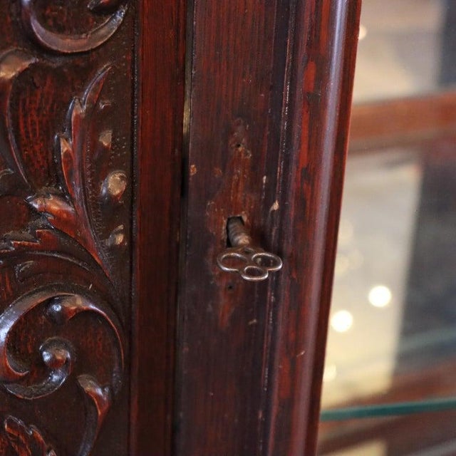 Oversized Rj Horner Deeply Figural Griffin & Floral Carved Oak China Cabinet, Attributed For Sale - Image 9 of 17