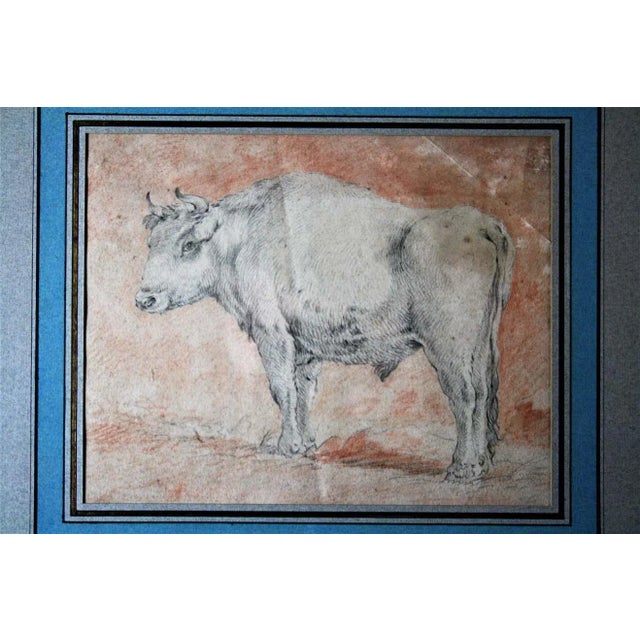 Circle of Paulus Potter, Bull, 1650, Drypoint and Red Chalk For Sale - Image 3 of 5