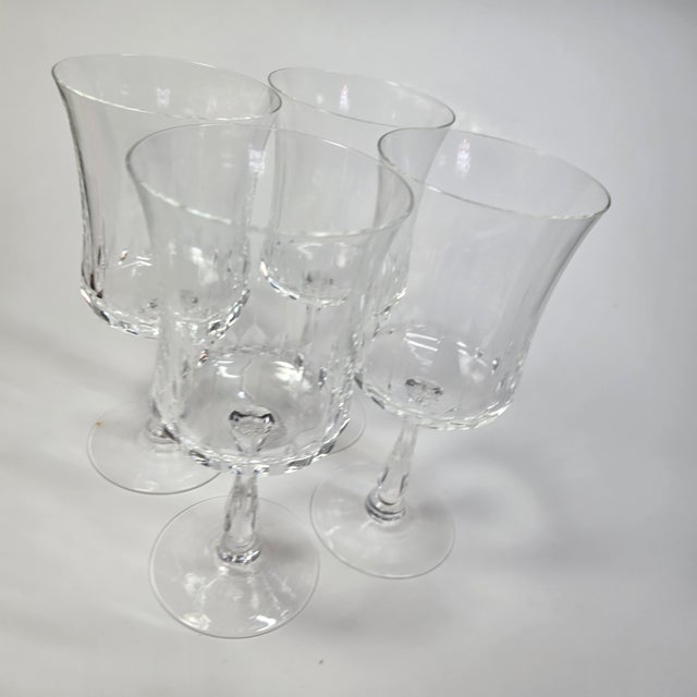 Hollywood Regency Hand Cut Crystal Goblets- Set of Four For Sale - Image 3 of 11