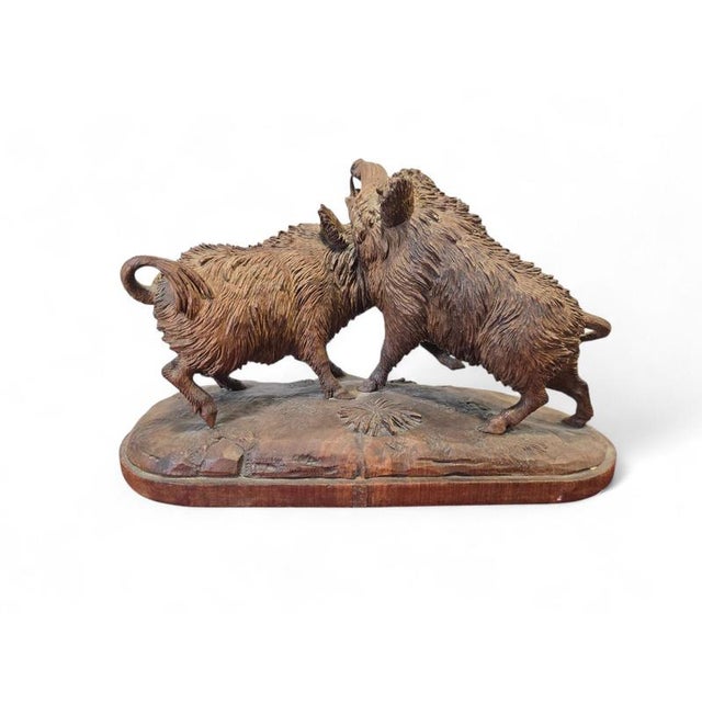 Black Forest Carved Sculpture of Two Warthogs, 1880s For Sale - Image 6 of 12