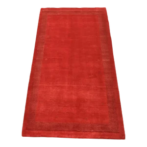 Gabbeh Rug 3′ X 5’5” Red Wool Contemporary Hand-Knotted Carpet