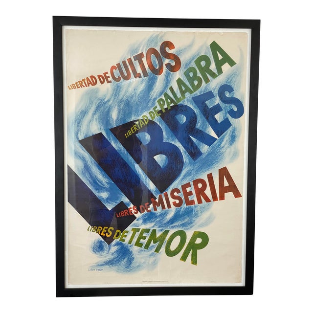 Herbert Bayer Original 1942 American Propaganda Poster Libertad De Cultos For Sale