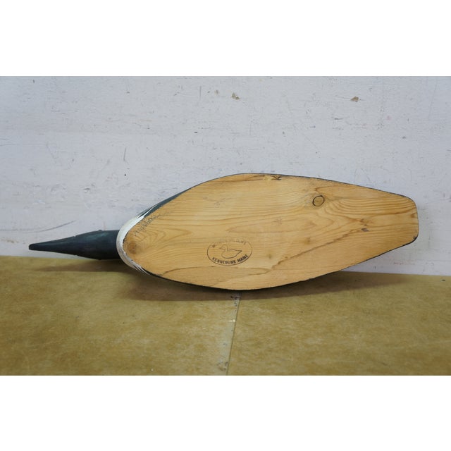 Dark Green Vintage Wooden Wildlife Kennebunk Maine Hand Carved Solid Pine Swan Decoy 24" For Sale - Image 8 of 16