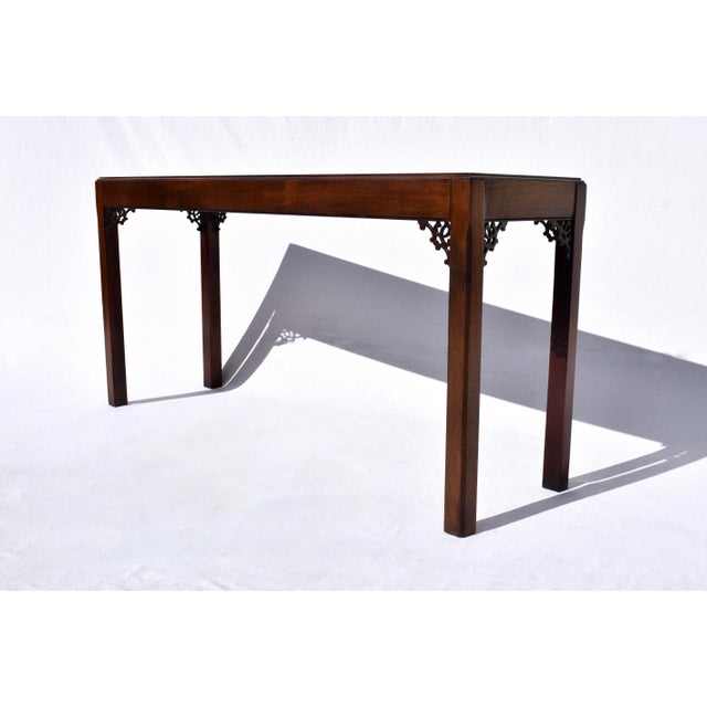 English Chippendale Console Table, Mahogany, Fret Work Design, 1980s For Sale - Image 11 of 11