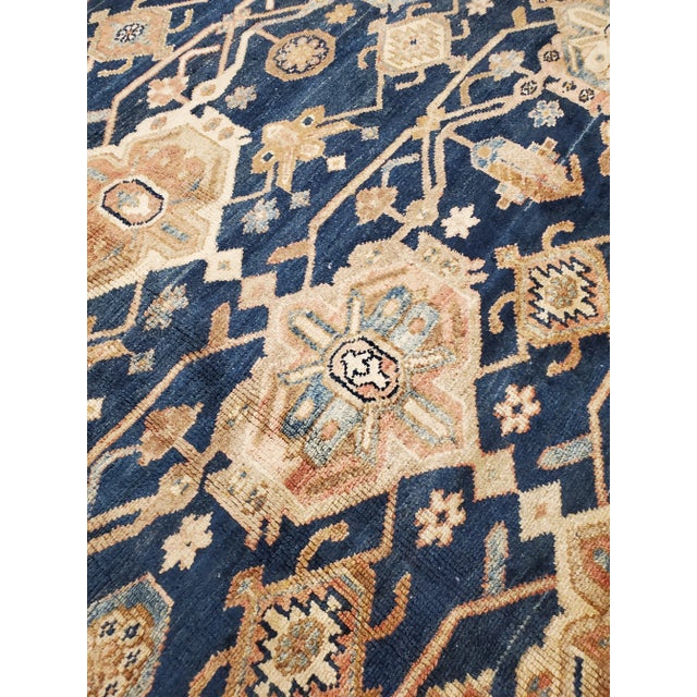 Persian Early 20th Century Antique Persian Malayer Carpet, Handmade Oriental Rugs, Navy, Orange, Cream For Sale - Image 3 of 11