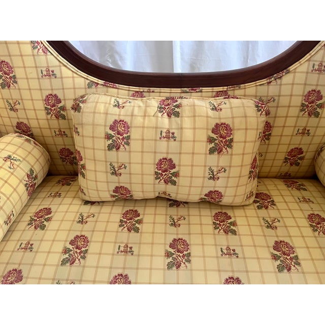 Vintage Sheraton Style Upholstered Settee For Sale - Image 11 of 11