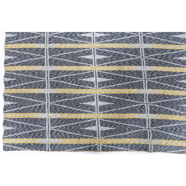 Doris Leslie Blau Scandinavian Vintage Geometric Gray Flatweave Rug Double-Sided For Sale In New York - Image 6 of 10
