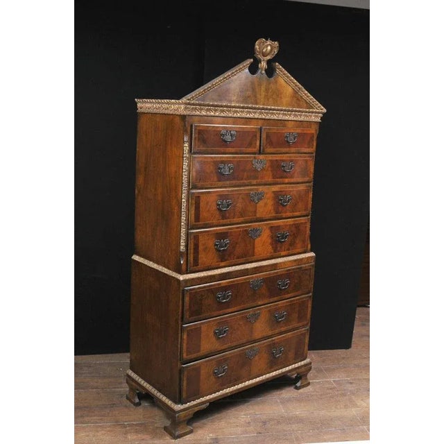 Large English Burl Walnut Double Chest of Drawers, 1840s For Sale - Image 4 of 9