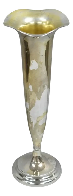 Vintage Federal Silver Co Art Nouveau Silver Plated Fluted Trumpet Vase