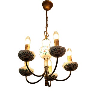 Painted Porcelain 5-Armed Chandelier For Sale