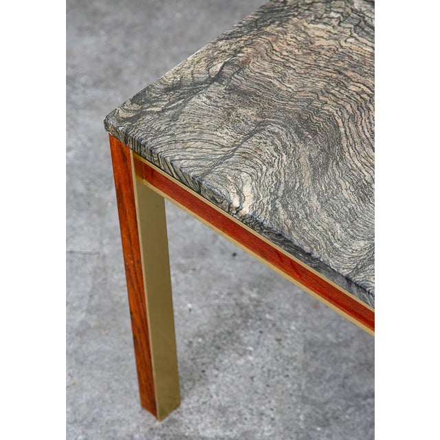 Mid Century Modern Coffee Table Rectangular Marble Rosewood Metal Steel Stone For Sale In Sacramento - Image 6 of 12