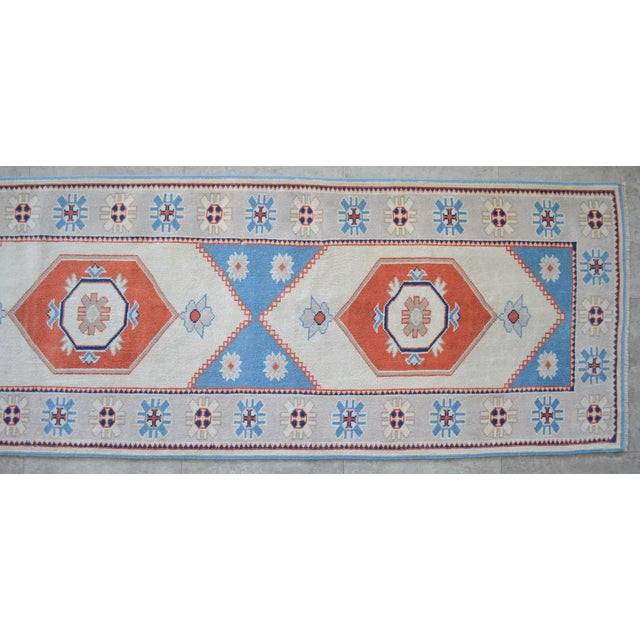 1980s Hand Knotted Runner Rug Extra Long Hallway Rug Kitchen Decor For Sale - Image 10 of 13