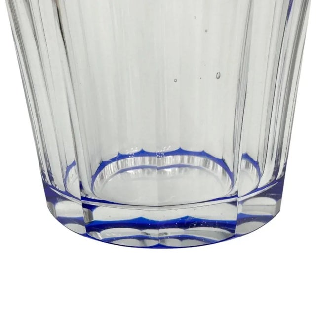 Vintage Set of 3 Val St. Lambert Danse De Flore Cobalt Crystal Tumblers For Sale - Image 9 of 12