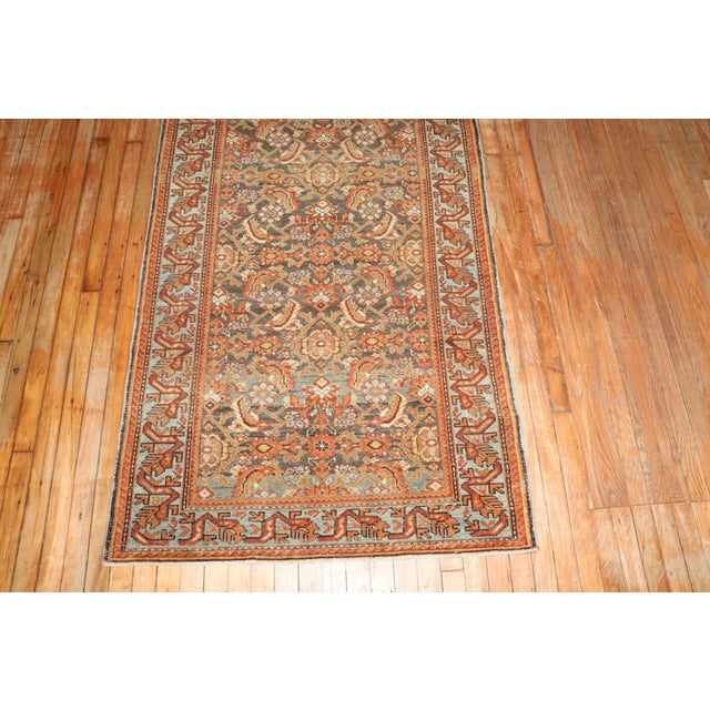 Brown Early 20th Century Brown Orange Malayer Runner - 3'6" x 16'6" For Sale - Image 8 of 10