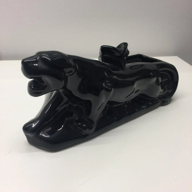 Art Deco Italian Ceramic Black Panther Table Lamp, 1920s For Sale - Image 3 of 7