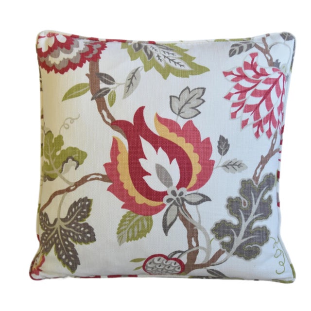 Designer Botanical Floral Cotton Feather/Down Pillow 22" Square For Sale In Los Angeles - Image 6 of 6