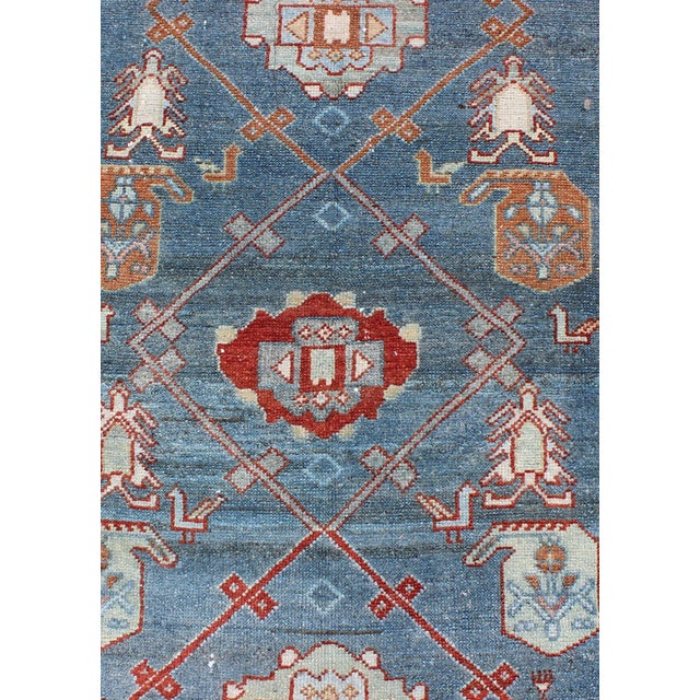 Antique Persian Malayer Runner With Geometric Design in Blue Background 3'1 X 12'5 For Sale In Atlanta - Image 6 of 12
