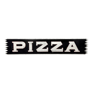Vintage 1990sPizza Restaurant Sign With Double-Sided Graffiti - Hand-Painted Wood Sawtooth Edges
