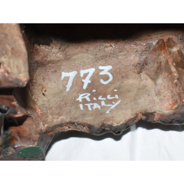 Vintage Mid 20th Century Ricci Italian Majolica Chinese Guardian Lion Statue Large Ceramic Foo Dog Sculpture Signed For Sale - Image 12 of 13