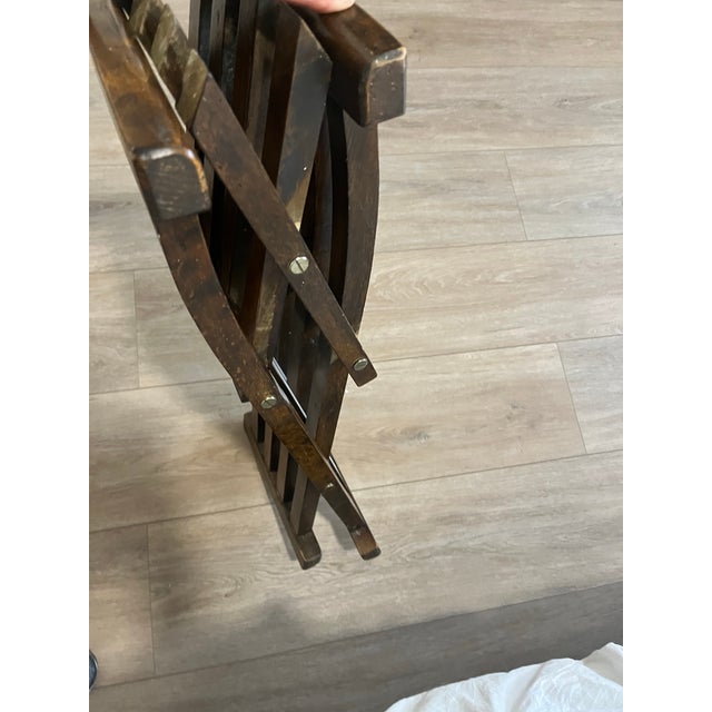 Vintage Campaign X Base Folding Desk Chair Stool For Sale - Image 9 of 12