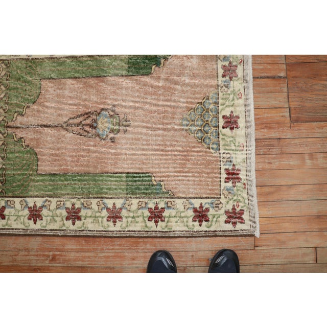 Zabihi Collection Worn Turkish Prayer Rug For Sale - Image 9 of 18