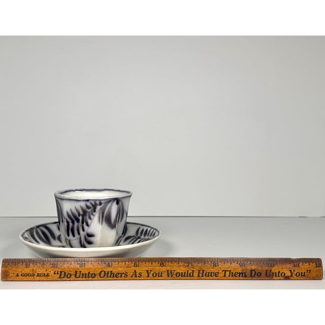 Early 19th Century Staffordshire Flow Black Mulberry Ironstone Cup & Saucer For Sale - Image 14 of 15
