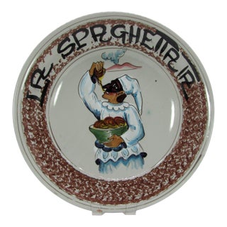 16" Vintage Italian Pulcinella Commedia Dell'arte Masked Jester Wall Display Bowl Italy Hand Painted For Sale