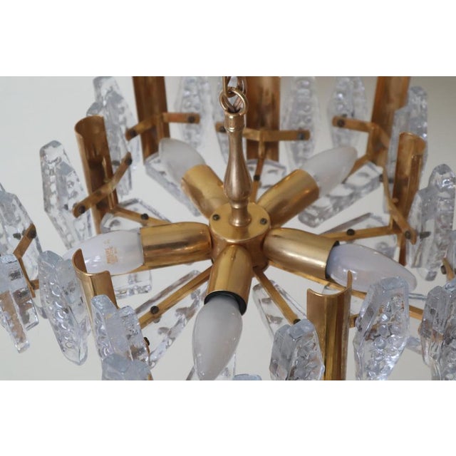 Gold Gilded and Crystal Glass Chandelier from Orrefors, Sweden, 1970s For Sale - Image 8 of 13