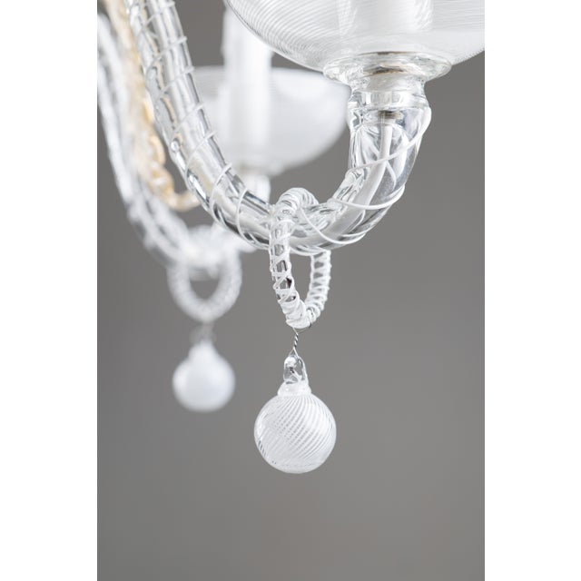 Venini Art Deco Filigree Murano Glass Chandelier from Venini, 1940s For Sale - Image 4 of 18