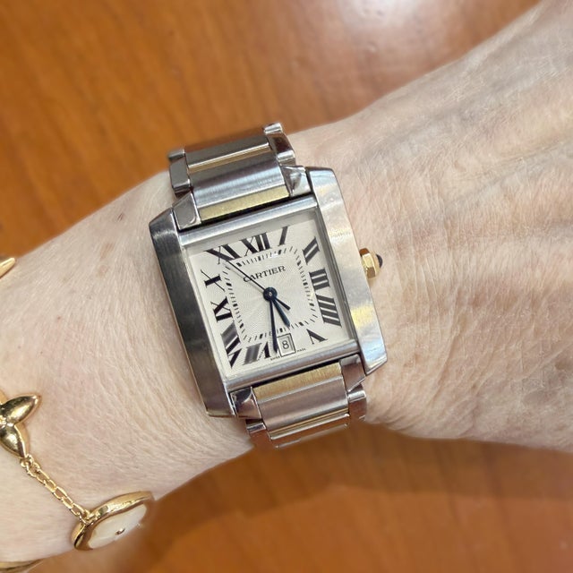 Cartier Tank Francaise Large 28mm Two Tone Automatic Date Watch For Sale - Image 9 of 10