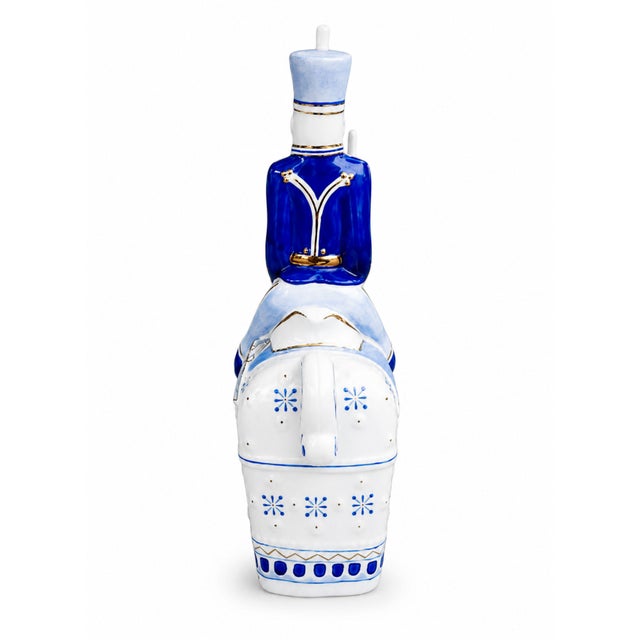 Vintage Hand-Painted Porcelain Hungarian Hussar Figurine in Blue and White, Hollóházi, 20th Century For Sale - Image 6 of 8