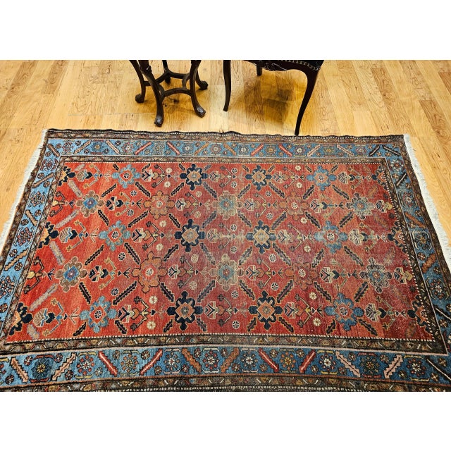 Vintage Persian Malayer Rug, Handwoven Wool, Allover Geometric Design For Sale - Image 11 of 12