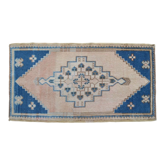 Hand Knotted Door Mat, Entryway Rug, Bath Mat, Kitchen Decor, Small Rug, Turkish Rug - 1′11″ × 3′7″ For Sale