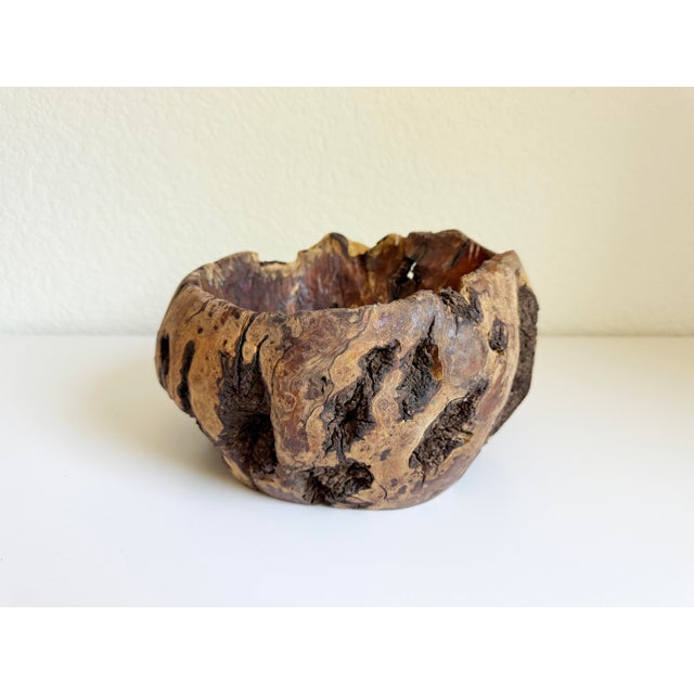 1970s Rustic Burl Wood Vessel For Sale - Image 10 of 12