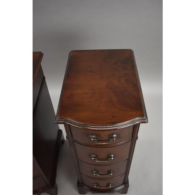 Gold Mahogany Bow Front Bedside Chests of Drawers, 1920, Set of 2 For Sale - Image 8 of 9