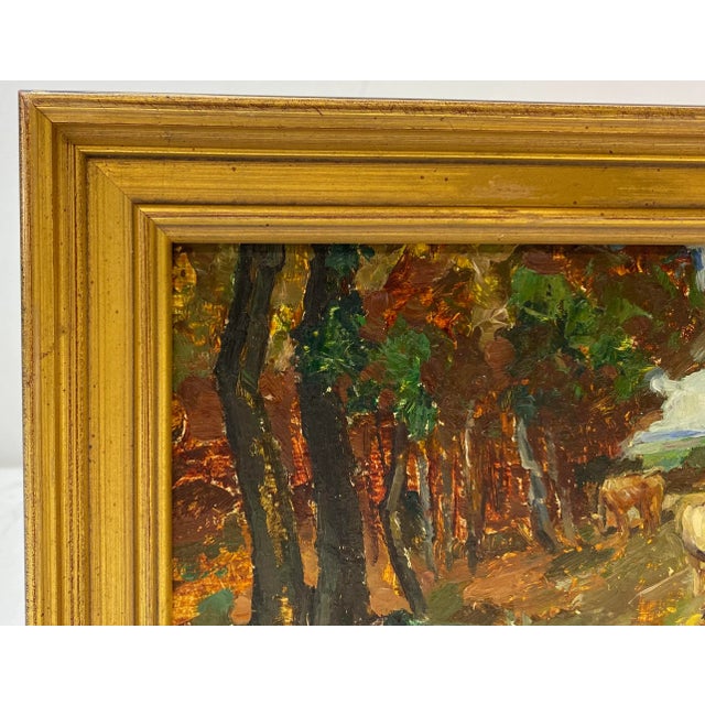Late 19th to Early 20th Century European Landscape W/ Cattle Oil Painting For Sale - Image 4 of 8