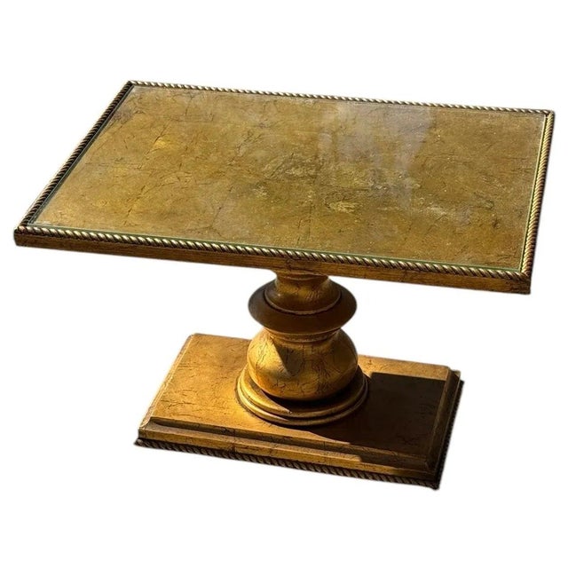 Mid 20th Century Pair of Gilt Hollywood Regency Pedestal Tables For Sale - Image 4 of 6