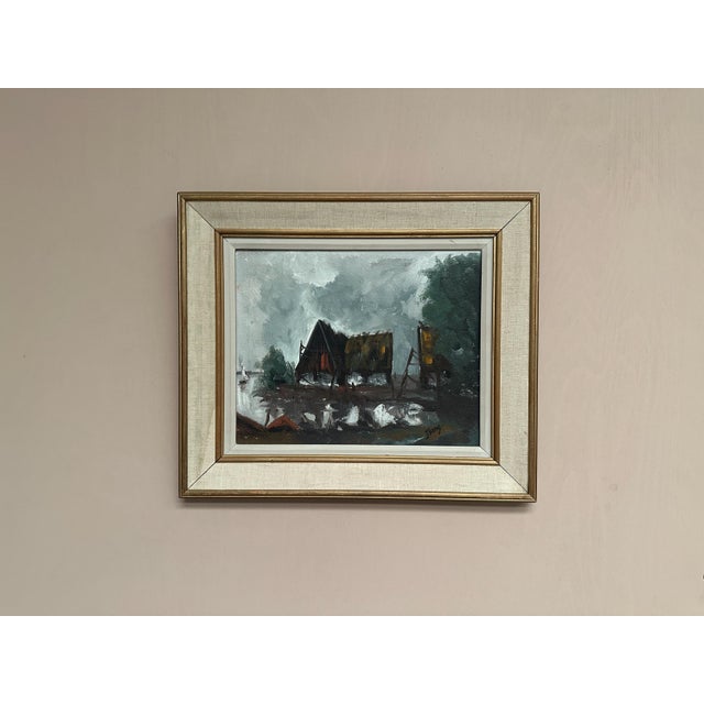 Jeams, Cabin by the Water, 1960s, Oil Painting on Panel, Framed For Sale - Image 6 of 18