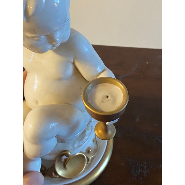 Vintage Giuseppe Cappe Baby Cherub Porcelain Sculpture Statue For Sale - Image 14 of 15