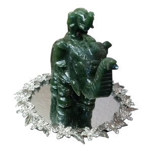 1970s Exquisite Carved Jade Prosperity Trunk Up Elephants Feng Shui Sculpture