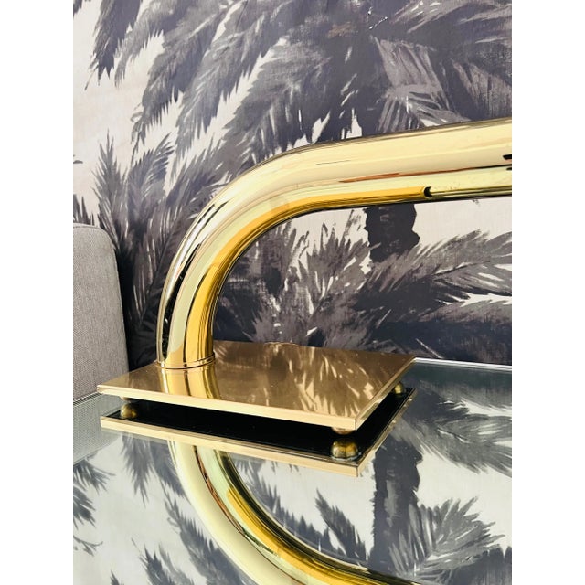 1970's Modernist Curved Desk Lamp in Brass by Jim Bindman For Sale - Image 9 of 13