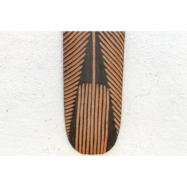 Wood Handcarved Tribal Wall Hanging Shield For Sale - Image 7 of 9
