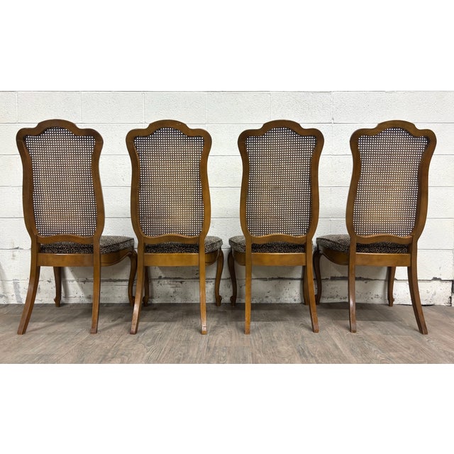 Vintage French Provincial Louis XV Style Caned Back Dining Chairs - Set of 4 For Sale - Image 12 of 13